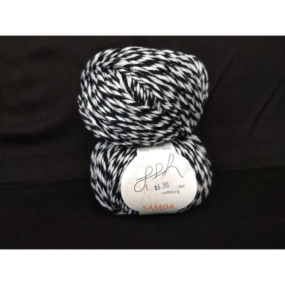 GGH Samoa Yarn Cotton Blend Black & White 50g Color 513 Made in Germany NEW Pair - Picture 1 of 7